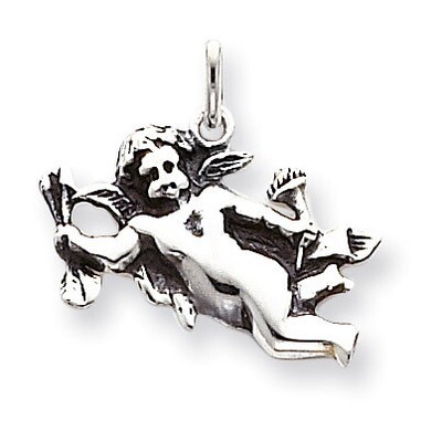 Antiqued Angel Pendant Sterling Silver QC3813