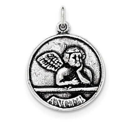 Antiqued Raphael Angel Pendant Sterling Silver QC8417