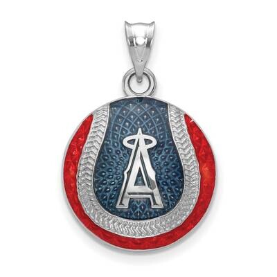 MLB Los Angeles Angels Enameled Baseball Pendant Sterling Silver Rhodium-plated SS519ANG, MPN: SS51…