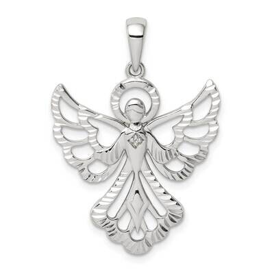 Diamond &amp; Diamond-cut Angel Pendant Sterling Silver QC9714, MPN: QC9714, 886774016757