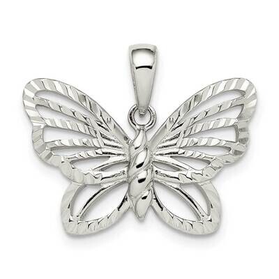 Butterfly Pendant Sterling Silver Diamond-cut QC9539, MPN: QC9539, 886774078397