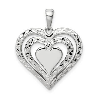 Heart Pendant Sterling Silver Diamond-cut QC9470, MPN: QC9470, 883957937397