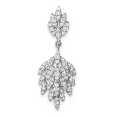 Leaf Dangle Pendant Sterling Silver Rhodium-plated CZ Diamond QP5072, MPN: QP5072, 886774093000