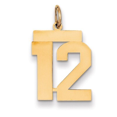 Number 12 Charm 14k Gold Medium Polished LM12, MPN: LM12, 883957219271