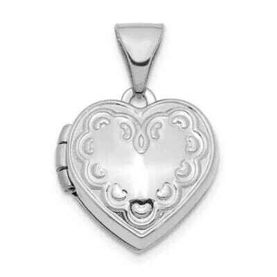 Decorated 13mm Heart Locket Pendant 14k White Gold XL756, MPN: XL756, 886774011875