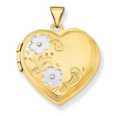 Floral Heart Locket 14k Gold &amp; Rhodium XL145, MPN: XL145, 886774127347