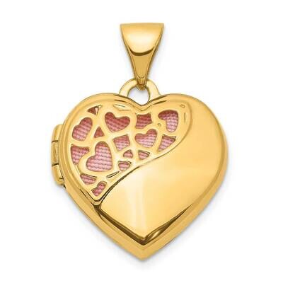 Hearts Cut Out 16mm with Pink Fabric Diamond Heart Locket Pendant 14k Gold XL765, MPN: XL765, 88395…