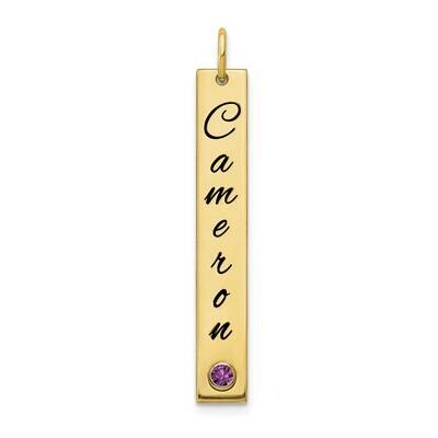 Personalized Vertical Bar with 18k Gold Bezel Birthstone Charm 10k Gold Medium 10XNA1097Y, MPN: 10X…