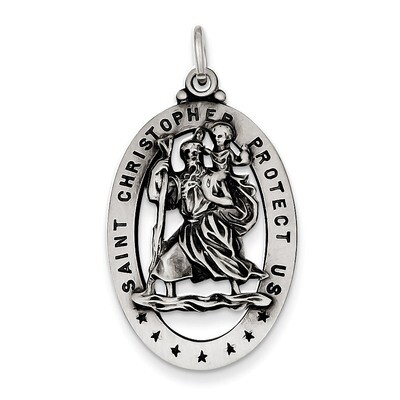 SaintChristopher Medal Sterling Silver QC3561, MPN: QC3561, 886774583082