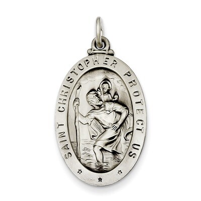 SaintChristopher Medal Sterling Silver QC3558, MPN: QC3558, 886774583310