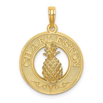 Charleston On Round Frame with Pineapple Charm 14k Gold K7386, MPN: K7386, 637218010660