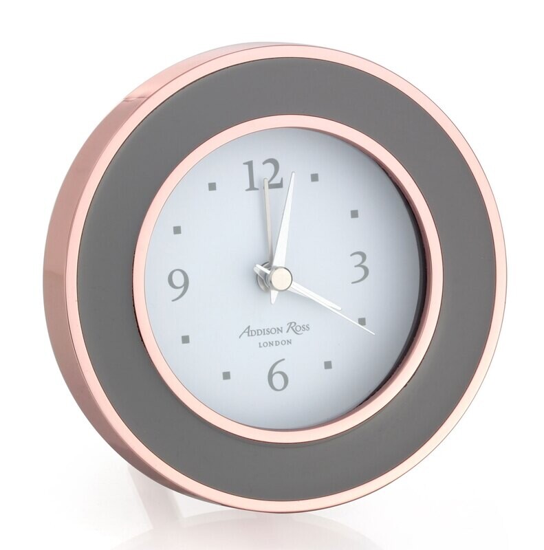 Addison Ross Rose Gold & Taupe Alarm Clock 4 x 4 Inche-Gold Plating FR5551