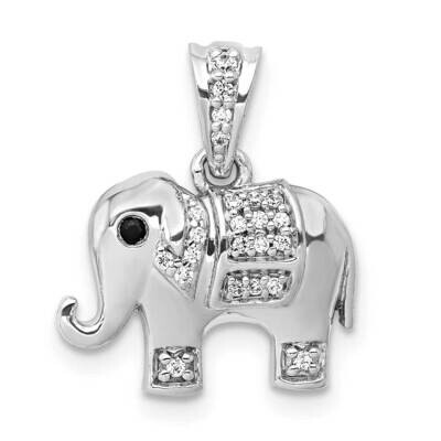 Black/White Diamond Elephant Pendant 14k White Gold PM4124-009-WA, MPN: PM4124-009-WA, 883957298023