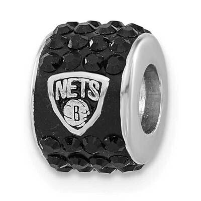 NBA Brooklyn Nets Black Crystal Bead Sterling Silver NET070CHM-SS, MPN: NET070CHM-SS, 634401685391