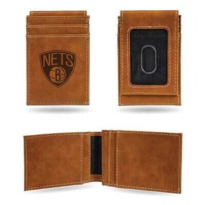 NBA Brooklyn Nets Brown Faux Leather Front Pocket Wallet GC7443, MPN: GC7443, 767345894885