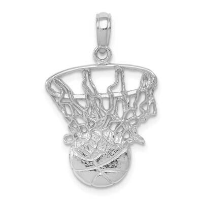 Swoosh Basketball and Net Pendant 14k White Gold C3780W, MPN: C3780W,