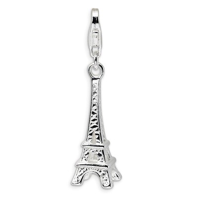 Polished Eiffel Tower Charm Sterling Silver QCC449 by Amore La Vita, MPN: QCC449, 883957334066