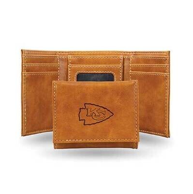 NFL Kansas City Chiefs Brown Faux Leather Trifold Wallet GC7775, MPN: GC7775, 767345536129