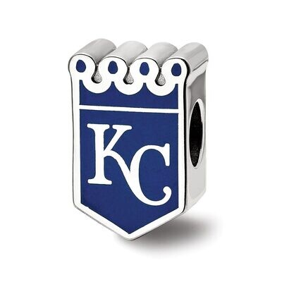 Kansas City Royals KC in Pennant with Crown Enameled Logo Bead Sterling Silver SS500ROY, MPN: SS500…