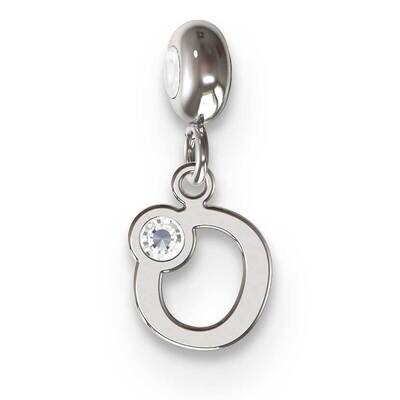 Memi Letter O with Swarovski Crystal Charm Sterling Silver Rhodium-plated ME111O-SS, MPN: ME111O-SS,
