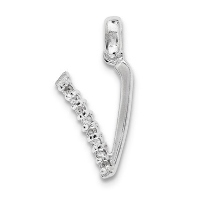 Initial V Pendant Sterling Silver Diamond QC6525V, MPN: QC6525V, 883957916590
