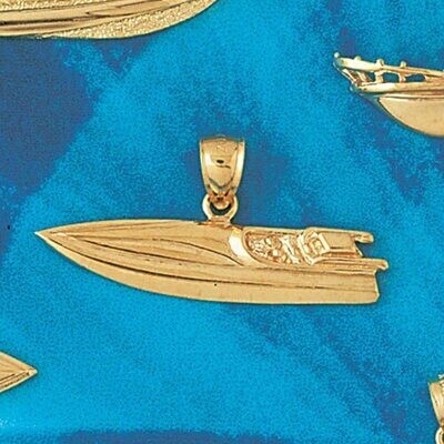 Dazzlers Jewelry Racing Boat Pendant Necklace Charm Bracelet in Yellow, White or Rose Gold 1335, MP…