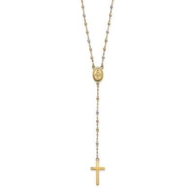 Rosary Necklace 17 Inch with 3 In Ext 17 Inch 14k Tri-Color Gold SF2960-17, MPN: SF2960-17, 8839579…