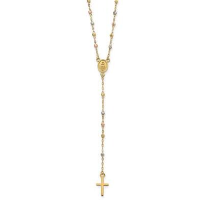 Rosary Necklace 17 Inch with 3 In Ext 17 Inch 14k Tri-Color Gold SF2959-17, MPN: SF2959-17, 8839579…