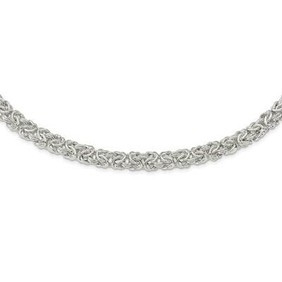 9.3mm Flat Byzantine 17 Inch Chain 17 Inch Sterling Silver Polished QG5962-17, MPN: QG5962-17,