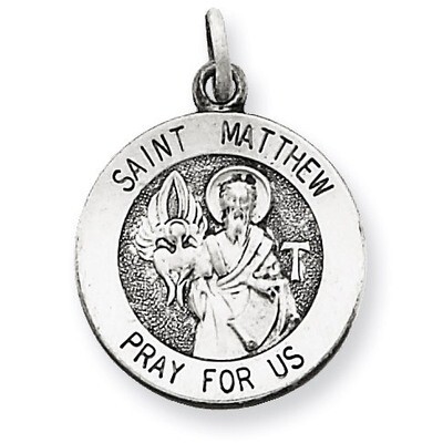 Saint Matthew Medal Antiqued Sterling Silver QC5741, MPN: QC5741, 191101183997
