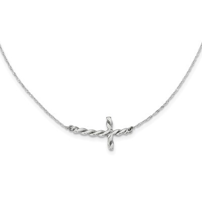 17 Inch Polished Twisted Sideways Cross 17 inch Necklace 14k white Gold SF2520-17, MPN: SF2520-17, …