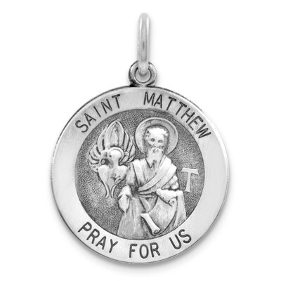 Saint Matthew Medal Antiqued Sterling Silver QC5743, MPN: QC5743, 191101184000