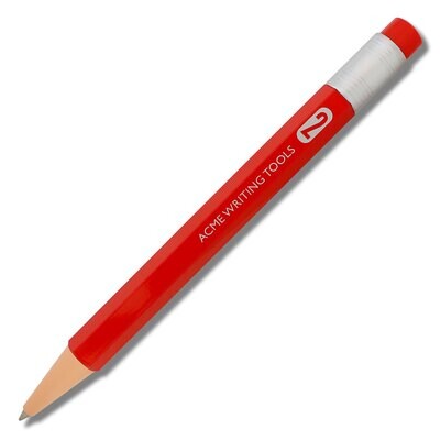 Acme #2 (Number Two) Red Color Test Retractable Roller Ball Pen PACME2RDRR, MPN: PACME2RDRR