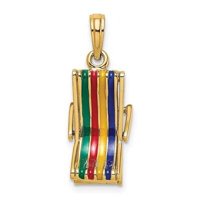 Moveable Multi-Color Beach Lounge Chair Charm 14k Gold 3-D K7028, MPN: K7028, 637218139873