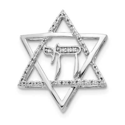 1/10Ct. Diamond Star Of David with Chai Chain Slide 14k White Gold PM4358-010-WA, MPN: PM4358-010-W…