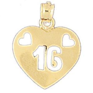 Dazzlers Jewelry Sweet Sixteen Pendant Necklace Charm Bracelet in Yellow, White or Rose Gold 10343,…
