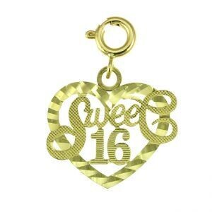 Dazzlers Jewelry Sweet Sixteen Pendant Necklace Charm Bracelet in Yellow, White or Rose Gold 10337,…
