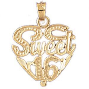 Dazzlers Jewelry Sweet Sixteen Pendant Necklace Charm Bracelet in Yellow, White or Rose Gold 10339,…