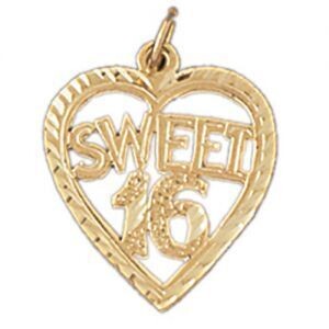 Dazzlers Jewelry Sweet Sixteen Pendant Necklace Charm Bracelet in Yellow, White or Rose Gold 10336,…