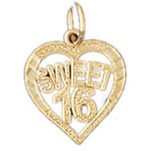 Dazzlers Jewelry Sweet Sixteen Pendant Necklace Charm Bracelet in Yellow, White or Rose Gold 10332,…