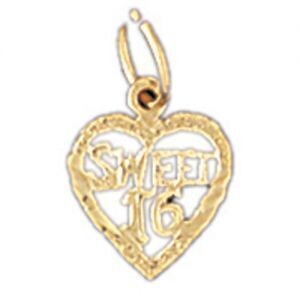 Dazzlers Jewelry Sweet Sixteen Pendant Necklace Charm Bracelet in Yellow, White or Rose Gold 10334,…