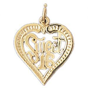 Dazzlers Jewelry Sweet Sixteen Pendant Necklace Charm Bracelet in Yellow, White or Rose Gold 10325,…