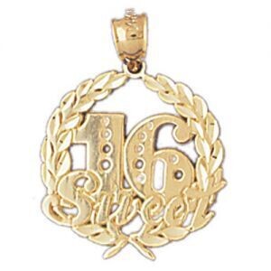 Dazzlers Jewelry Sweet Sixteen Pendant Necklace Charm Bracelet in Yellow, White or Rose Gold 10322,…
