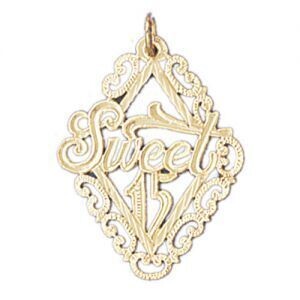 Dazzlers Jewelry Sweet Sixteen Pendant Necklace Charm Bracelet in Yellow, White or Rose Gold 10317,…