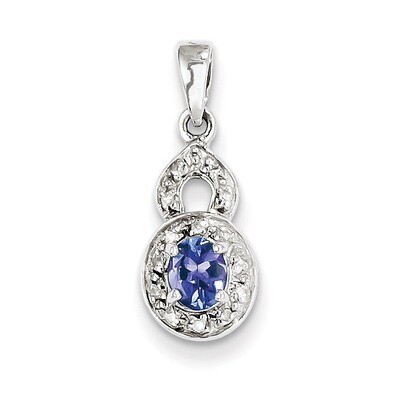 Tanzanite &amp; Diamond Pendant Sterling Silver QDX960, MPN: QDX960, 883957433950