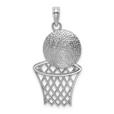 Basketball Net Charm 14k White Gold Diamond-cut K4951W, MPN: K4951W,