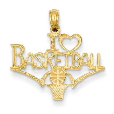 I Heart Basketball with Ball &amp; Net Pendant 14k Gold K3595, MPN: K3595, 637218019069