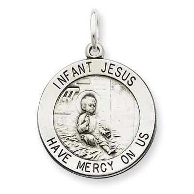 Infant Jesus Medal Antiqued Sterling Silver QC5479, MPN: QC5479, 191101182761