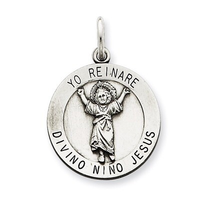 Divino Nino Medal (Divine Infant Jesus) Sterling Silver QC5486, MPN: QC5486, 191101182785