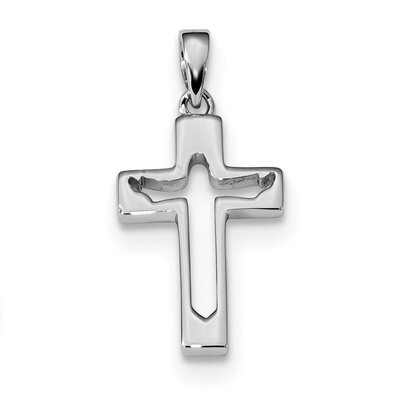 Jesus Cut-out Cross Pendant Sterling Silver Rhodium-plated QC9027, MPN: QC9027, 886774112091